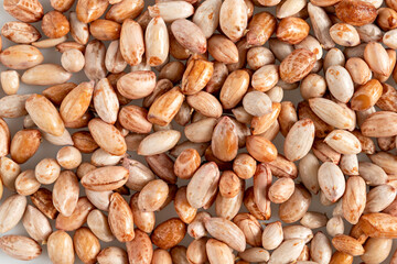 Peanut on wood dish. food background of peanuts.Delicious snacks.