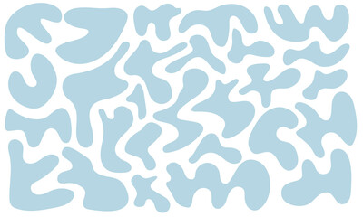 Set of abstract organic shapes, spots, blobs, patterns, wavy and rounded. Modern design elements