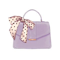 Womans fashion bag with bow. Illustration on white.
