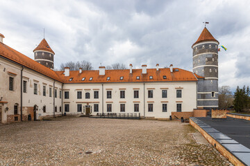 Fototapeta na wymiar Medieval brick castle and tower of Panemune, Lithuania