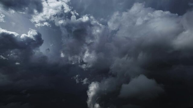 Dramatic dark storm clouds are moving fast, timelapse, 4k
