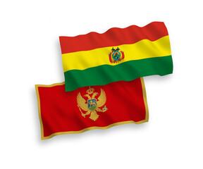 Flags of Montenegro and Bolivia on a white background