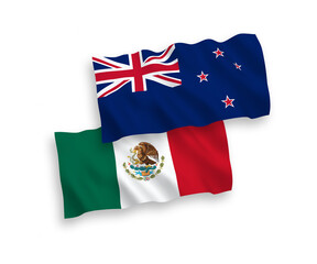 Flags of Mexico and New Zealand on a white background