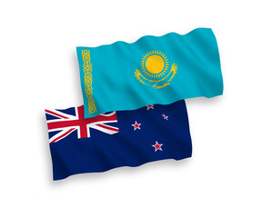 Flags of Kazakhstan and New Zealand on a white background