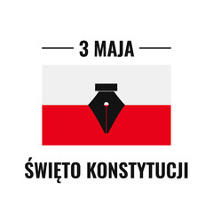 Poland Constitution Day typography poster in Polish language.  Holiday celebrate on May 3. Vector template for banner, flyer, greeting card, etc
