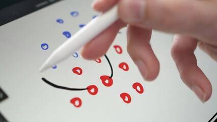 Drawing a Game Plan Tactic on a Tablet Screen With a Stylus Pen - Powered by Adobe