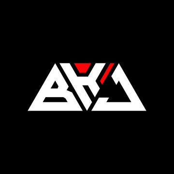 BKJ triangle letter logo design with triangle shape. BKJ triangle logo design monogram. BKJ triangle vector logo template with red color. BKJ triangular logo Simple, Elegant, and Luxurious Logo...