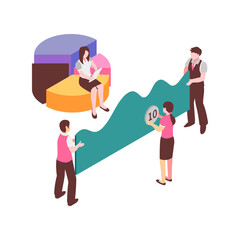 Isometric Business people working together and developing a successful business strategy