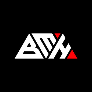 BMH triangle letter logo design with triangle shape. BMH triangle logo design monogram. BMH triangle vector logo template with red color. BMH triangular logo Simple, Elegant, and Luxurious Logo...