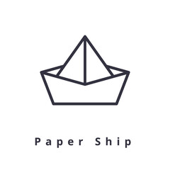 Vector paper ship icon. Origami ships. Outline shape good for logo and pictogram. Isolated line boat object