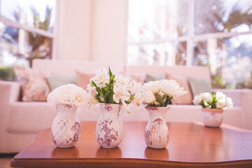 flower arrangement and ornaments for party decoration 