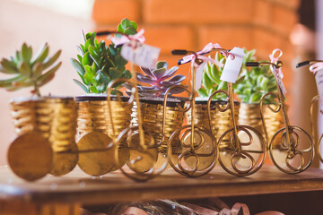 flower arrangement and ornaments for party decoration 