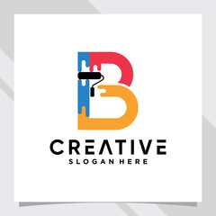 Paint logo design initial letter B with creative concept