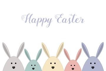 Greeting card with Easter bunnies. Vector