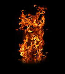Fire flames on black background. abstract fire flame background. The fire in the fire burning...