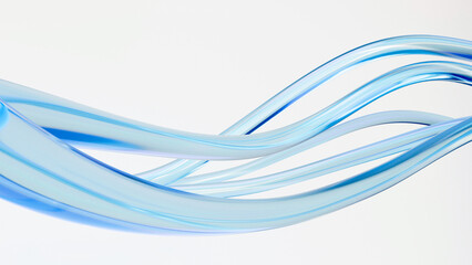 抽象的な背景 ガラスチューブ 青 透明 ウェーブ 