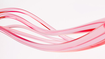 抽象的な背景 ガラスチューブ 赤 透明 ウェーブ 