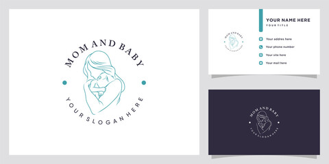 Obraz premium Mom and baby logo with modern style concept