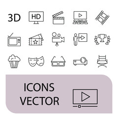 Cinema icons set . Cinema pack symbol vector elements for infographic web