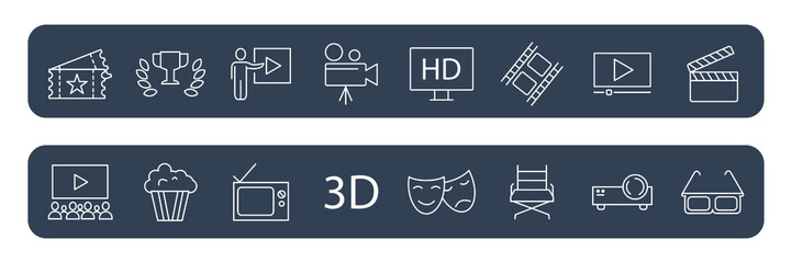 Cinema icons set . Cinema pack symbol vector elements for infographic web