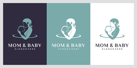 Mom and baby logo with unique concept