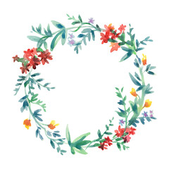 Obraz premium a wreath of red and yellow wildflowers