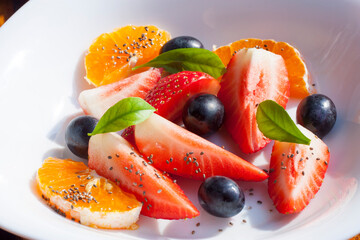 plate with fruit salad 