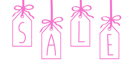 Pink price labels. Sale concept. Isolated on white. Banner, poster, brochure, flyer template.