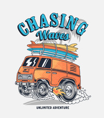 Van monster truck vector illustration for apparel prints, posters and other uses. © cddesign.co