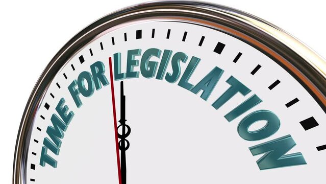Time for Legislation Pass New Laws Congress Government Clock 3d Animation