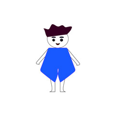 cartoon Girl man from geometric shapes black stripes on a white background.