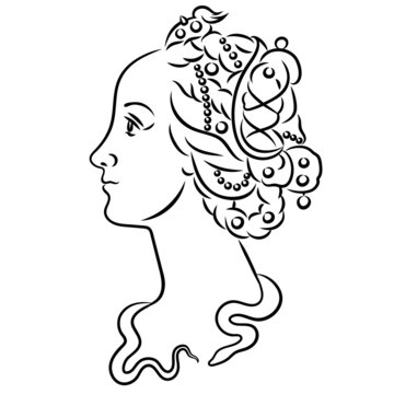 Piero di Cosimo - Simonetta Vespucci. Cleopatra with Snake. SIMONETTA IANUENSIS VESPUCCIA. Part, head, replica.