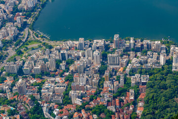 Blick auf Rio de Janeiro von der Christusstatue am Berg Corcovado in Brasilien