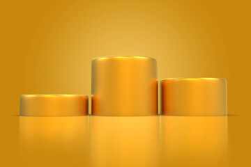 Winner podium stage - 3D Illustration - Golden color