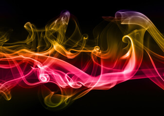 Abstract colorful smoke on black background, darkness concept