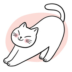 Cartoon cute cat relaxation in happy day vector.