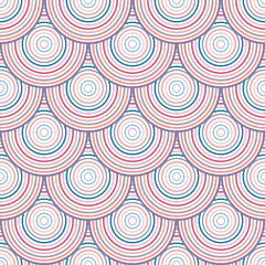 Colorful fish scale pattern, repeating circles, geometric seamless repeat vector