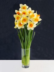 yellow and orange flowers daffodils close up