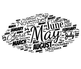 Vector text graphic cloud word ready to print: All month of the year