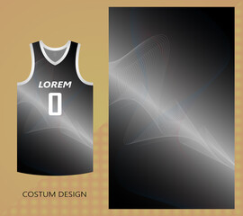 basketball jersey pattern design template. black white gradient abstract background with white line art waves with sound wave technology concept. design for fabric pattern