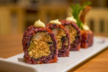 A classic Japanese dish, California sushi rolls