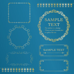 金色のアンティーク調飾り枠イラスト素材