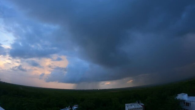 storm time lapse over the jungle in the riviera maya