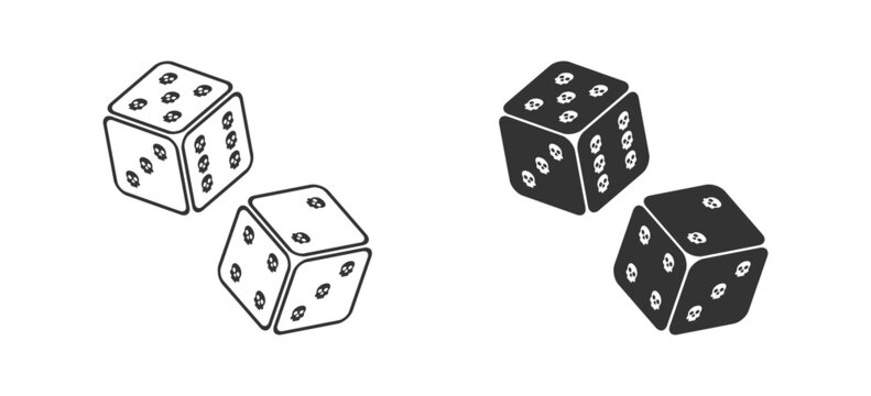 Ludo Dice Two Pairs. Dice Marked With Skulls. Vector Illustration.