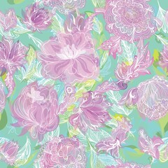 Seamless vector romantic elegant tropical floral texture - 499290962