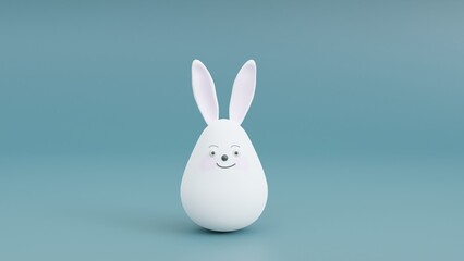 festive background for easter, easter white rabbit blue background. 3d render