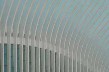 Abstract architectural detail with curved white beams