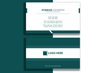 Horizontal olive green and white shapes business card design template