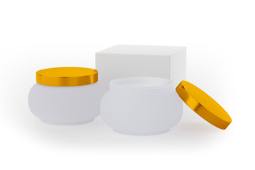 3D cream tubes in white color. Plastic gel package white cap.