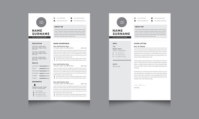 Creative Resume and Cover Letter Vector Template for Job Applications, Minimalist resume cv template, cv design template, Resume design